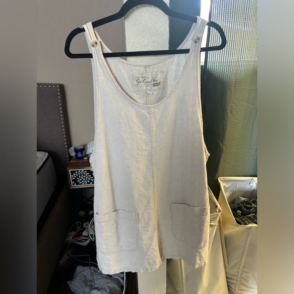Canvas smock overall dress